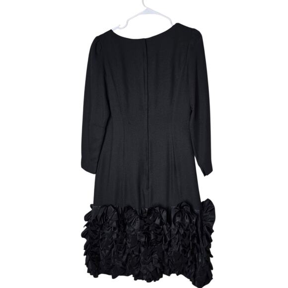Vintage Victor Costa Neiman Marcus Black Ruffle Hem Cocktail Dress 8 - Picture 4 of 11
